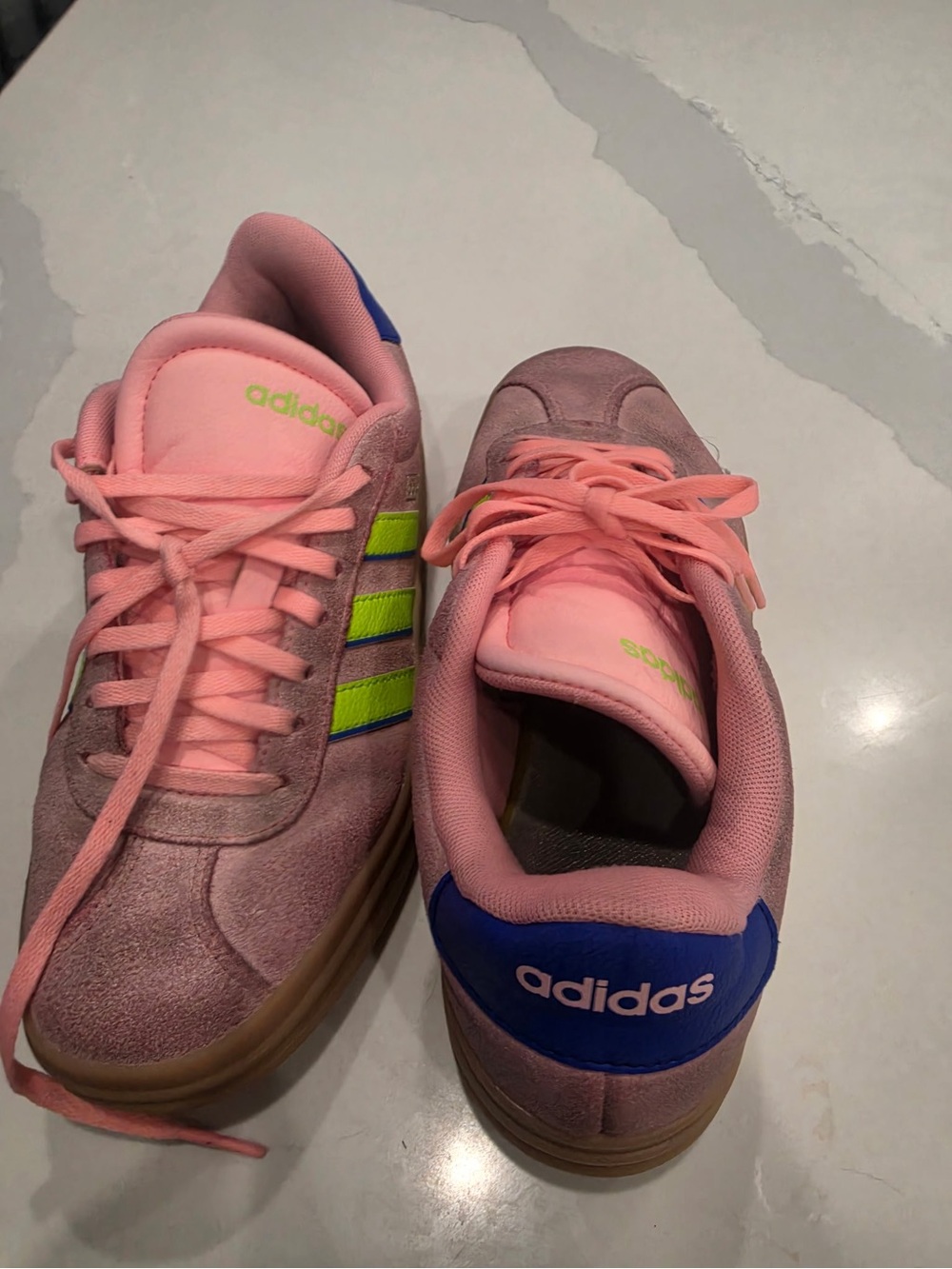 adidas Pink Suede Sneakers with Lime Accent - Picture 5 of 9